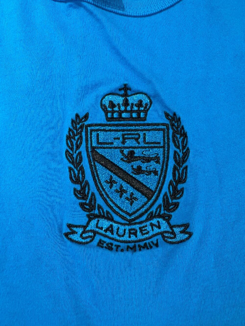 Ralph Lauren - Lauren Active Womens Blue Sz M Cotton T-Shirt 90'S y2k (SKU: 45W) - Picture 7 of 11